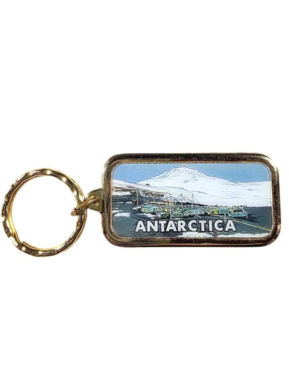 Antarctica Souvenir Keychain Scenic Design Gold-Tone Finish travel vacation